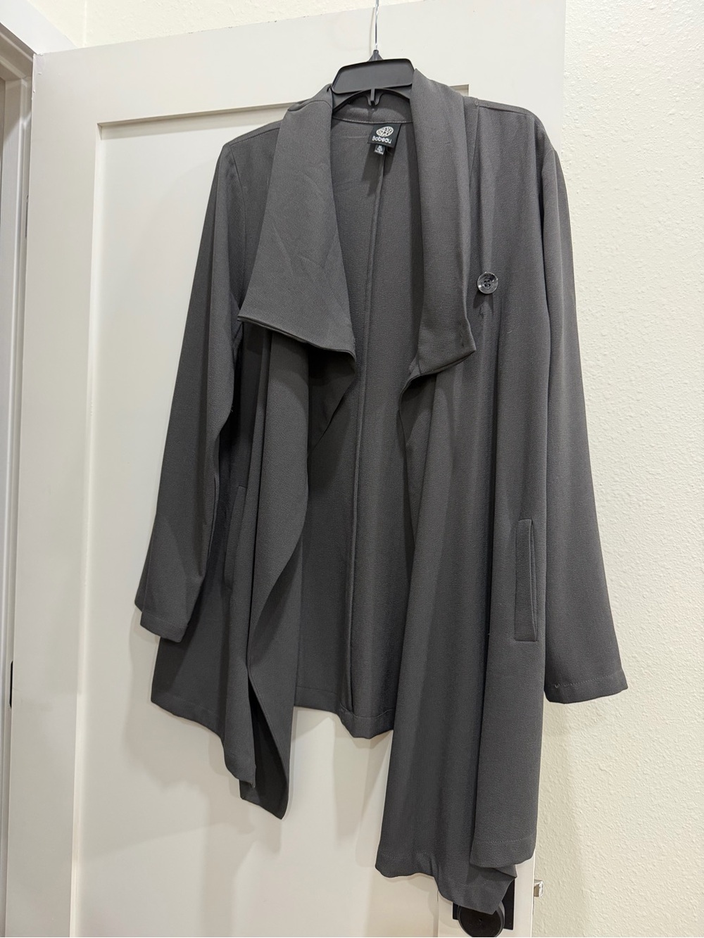 bobeau Gray Draped Open-Front light weight jacket/cardigan